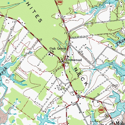 Topographic Map of Emmanuel Church, VA