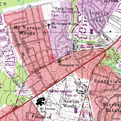 Topographic Map of Emmanuel Church, VA