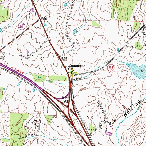 Topographic Map of Emmanuel Church, VA