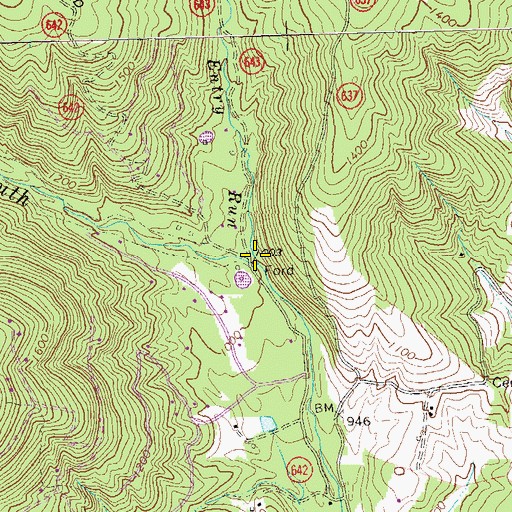 Topographic Map of Entry Run, VA