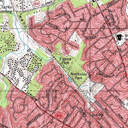 Topographic Map of Eudora Park, VA