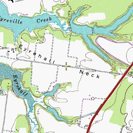 Topographic Map of Eyrehall Neck, VA