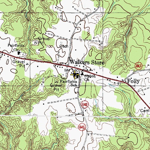 Topographic Map of Fairfields School, VA
