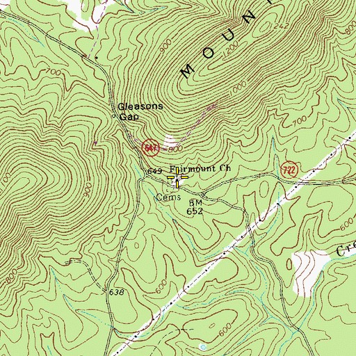 Topographic Map of Fairmount Church, VA
