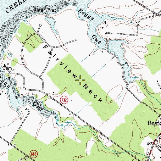 Topographic Map of Fairview Neck, VA