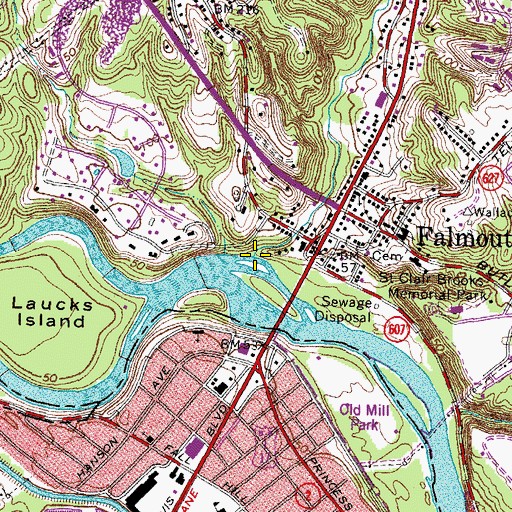 Topographic Map of Falls Run, VA