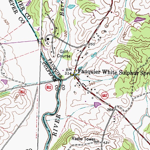 Topographic Map of Fauquier White Sulphur Springs, VA