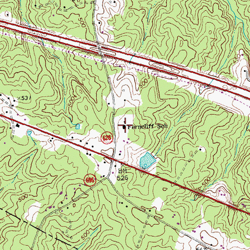 Topographic Map of Ferncliff School, VA