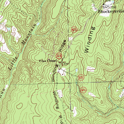 Topographic Map of Files Chapel, VA