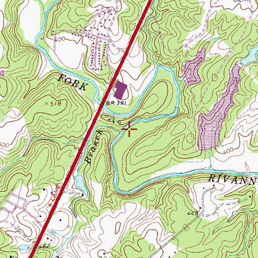 Topographic Map of Flat Branch, VA