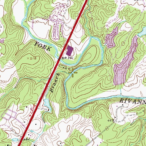 Topographic Map of Flat Branch, VA