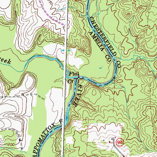 Topographic Map of Flat Creek, VA