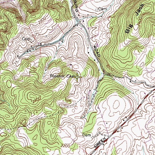 Topographic Map of Fleenor Cemetery, VA