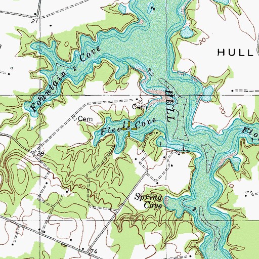 Topographic Map of Fleets Cove, VA