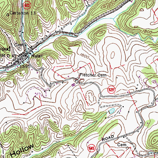 Topographic Map of William Thompson Fletcher Cemetery, VA