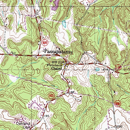Topographic Map of Fletchers Chapel, VA