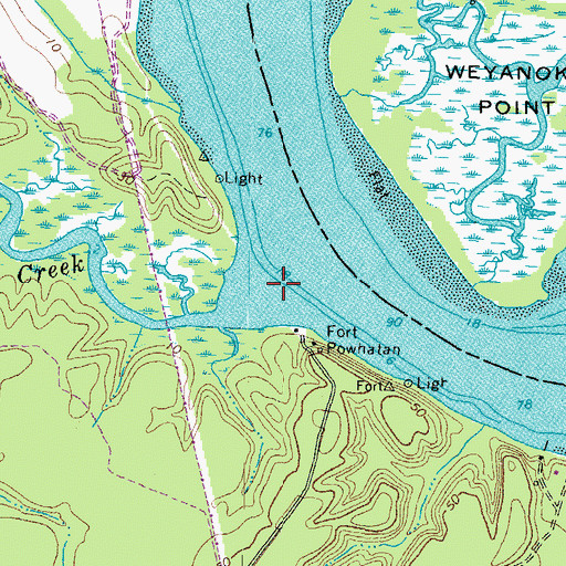 Topographic Map of Flowerdew Hundred Creek, VA