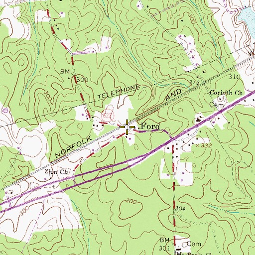 Topographic Map of Ford, VA