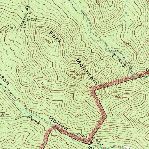 Topographic Map of Fork Mountain, VA
