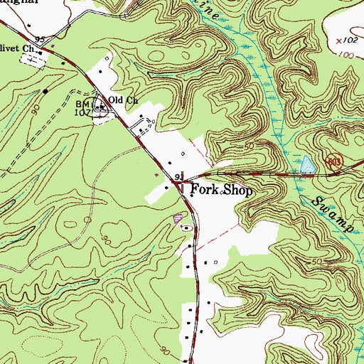 Topographic Map of Fork Shop, VA