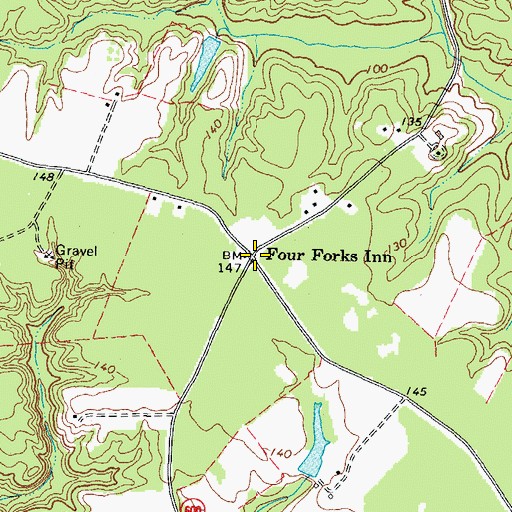 Topographic Map of Four Forks Inn, VA