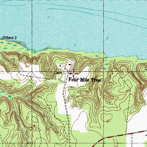 Topographic Map of Four Mile Tree, VA