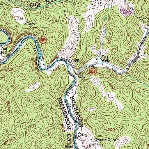 Topographic Map of Fox Creek, VA