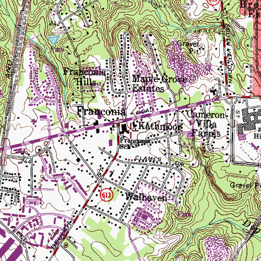 Topographic Map of Franconia Elementary School, VA