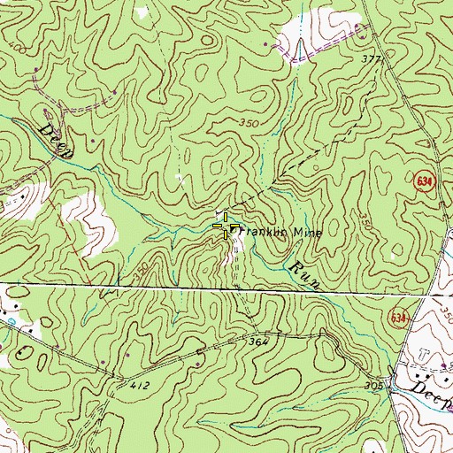Topographic Map of Franklin Mine, VA