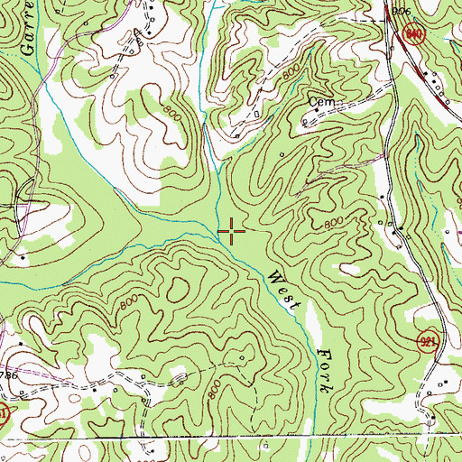Topographic Map of Garrett Branch, VA