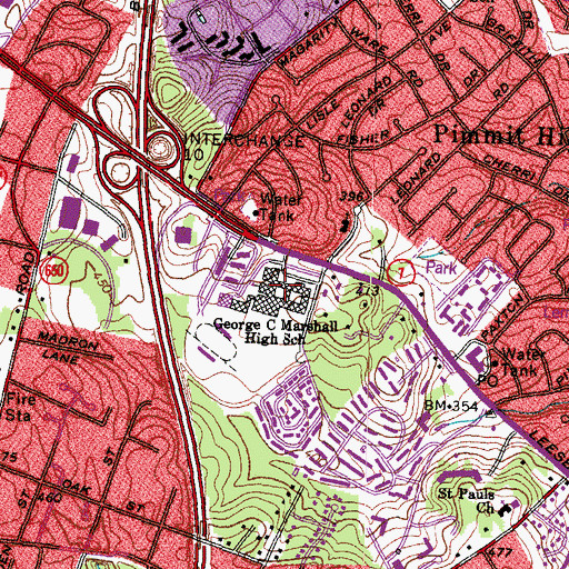 Topographic Map of George C Marshall High School, VA