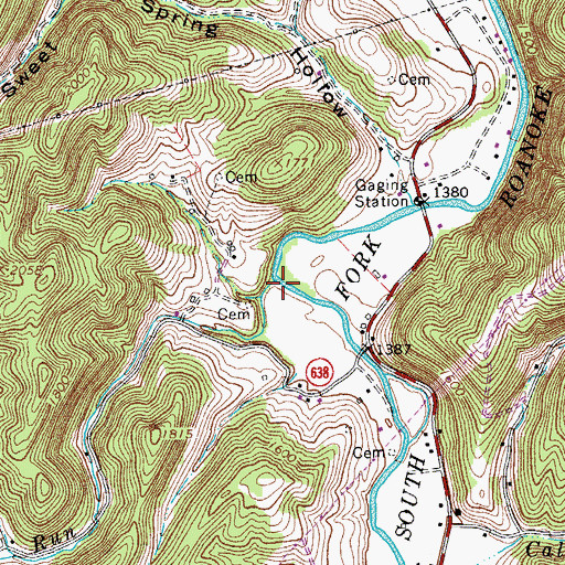 Topographic Map of Georges Run, VA