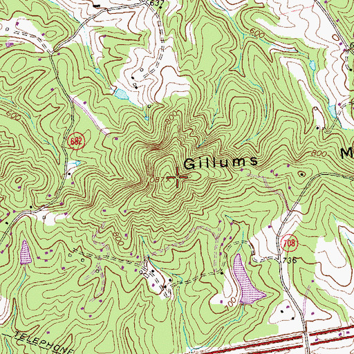 Topographic Map of Gillums Mountain, VA