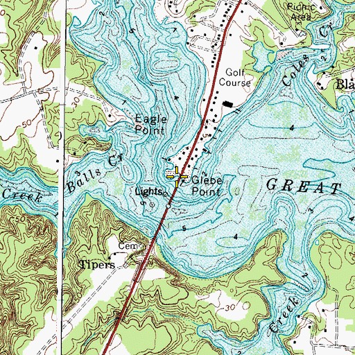 Topographic Map of Glebe Point, VA