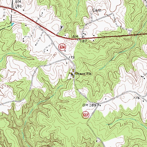 Topographic Map of Grace Church, VA