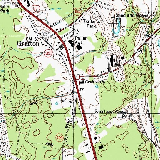 Topographic Map of Grafton Church, VA