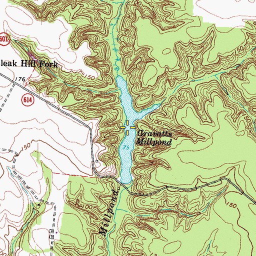 Topographic Map of Gravatts Millpond, VA