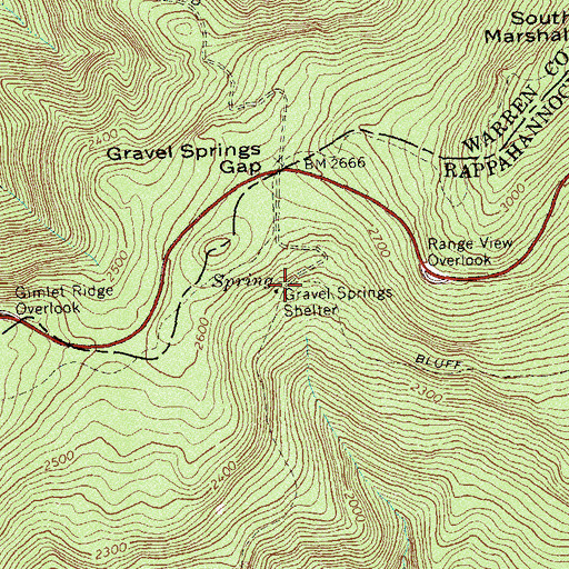 Topographic Map of Gravel Springs Shelter, VA