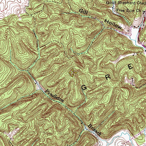 Topographic Map of Great Knobs, VA