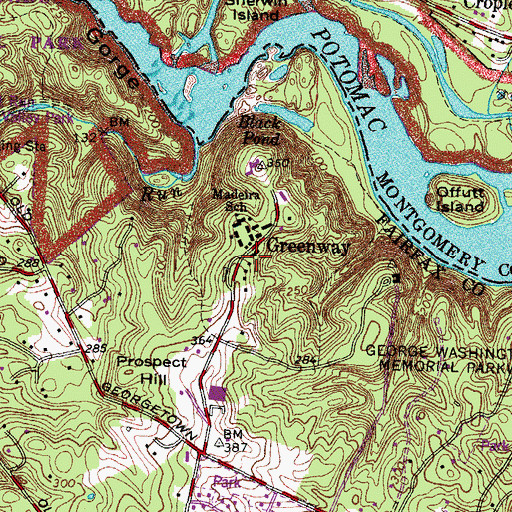 Topographic Map of Greenway, VA