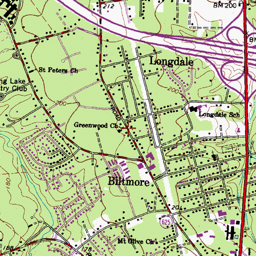 Topographic Map of Greenwood Church, VA