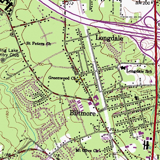 Topographic Map of Greenwood Church, VA