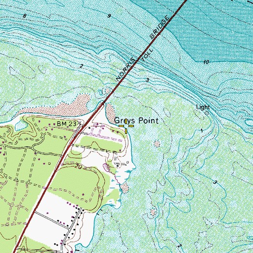Topographic Map of Greys Point, VA