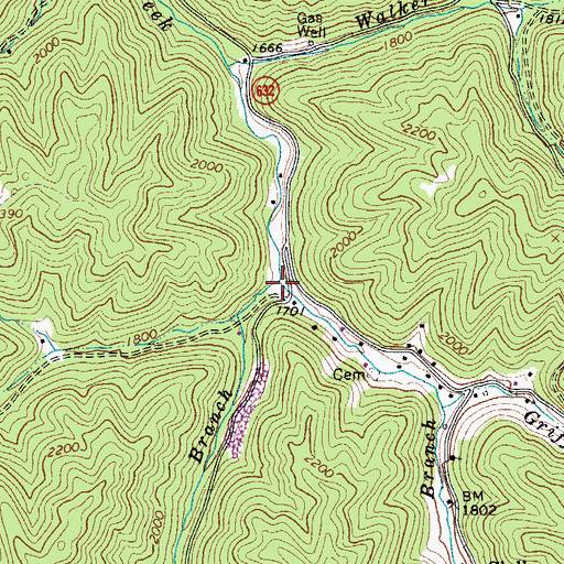 Topographic Map of Griffy Branch, VA