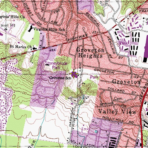 Topographic Map of Groveton Elementary School, VA
