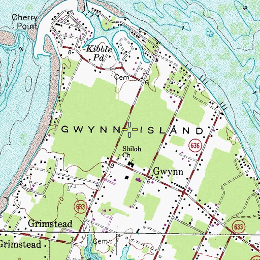 Topographic Map of Gwynn Island, VA