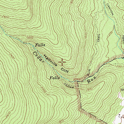 Topographic Map of Halfmile Cliff, VA