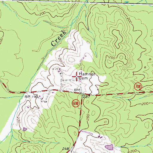 Topographic Map of Hamner Cemetery, VA