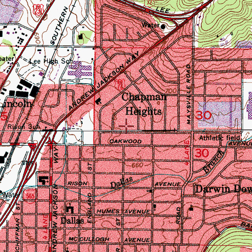 Topographic Map of Chapman Park, AL