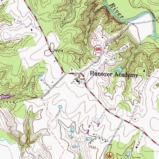 Topographic Map of Hanover Academy, VA